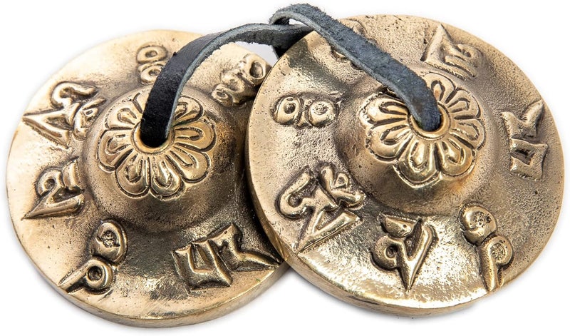 HIMALAYAN BAZAAR Tingsha Cymbals Bells - Easy To Play - Meditation Mindfulness Chime For Chakra Healing Spiritual Dharma Gifts Handcrafted Tibetan By (Ohm Mani) - Image 1